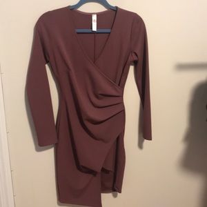 Mauve colored long sleeve midi